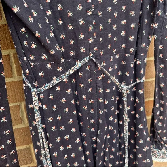 Vintage Montgomery Ward Prairie/ Gunne Sax Style Floral and Lace Dress Size 9 - Picture 10 of 13